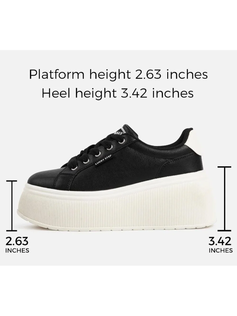 🆕LUCKY STEP Women's Black White Platform Wedge Canvas Sneakers Walking Shoes